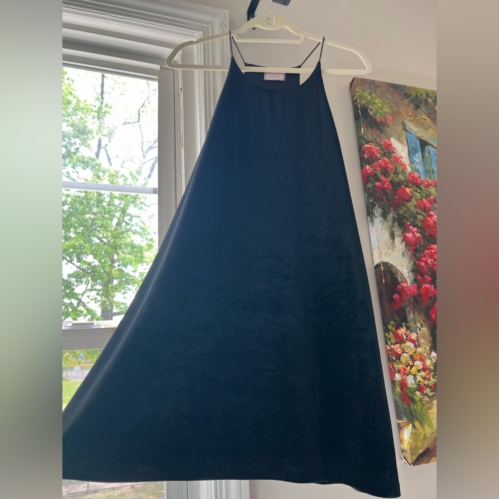 Love Ady faux velvet high neck sleeveless dress